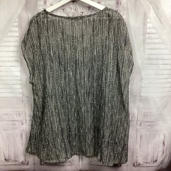 Eileen Fisher Silk Top Marbled Black Sheer w/ Silk black Tank XL - Picture 10 of 11